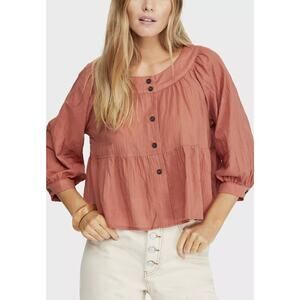 We the Free People Sea to Shore Blouse Noble Adobe Terracotta Large